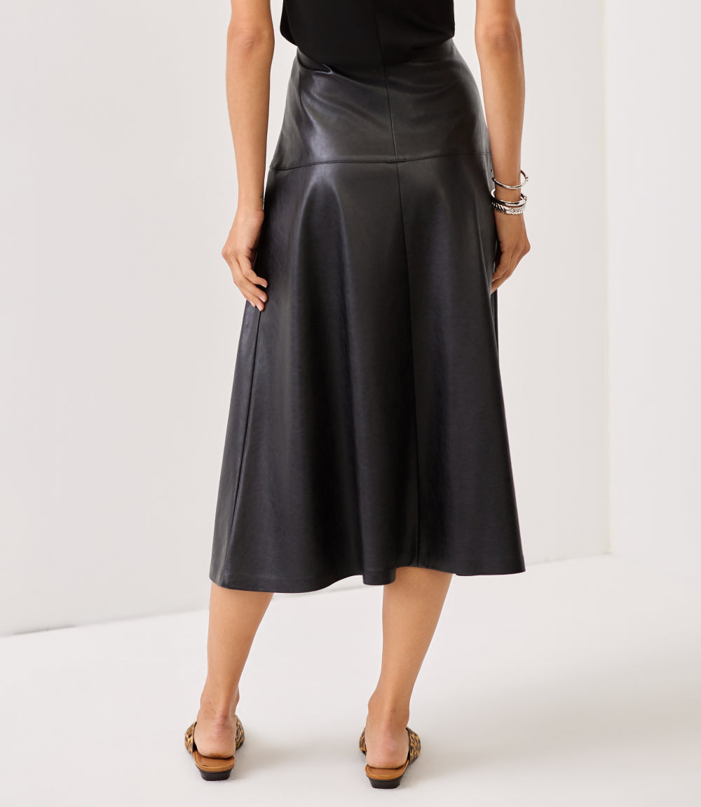 Faux Leather Midi Skirt