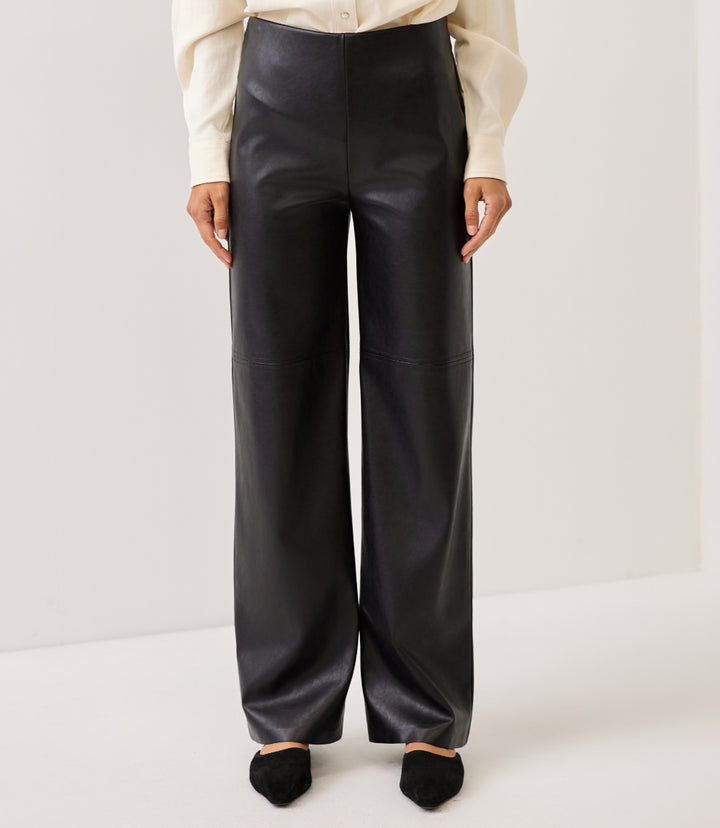 Faux Leather Pull On Full Length Pants