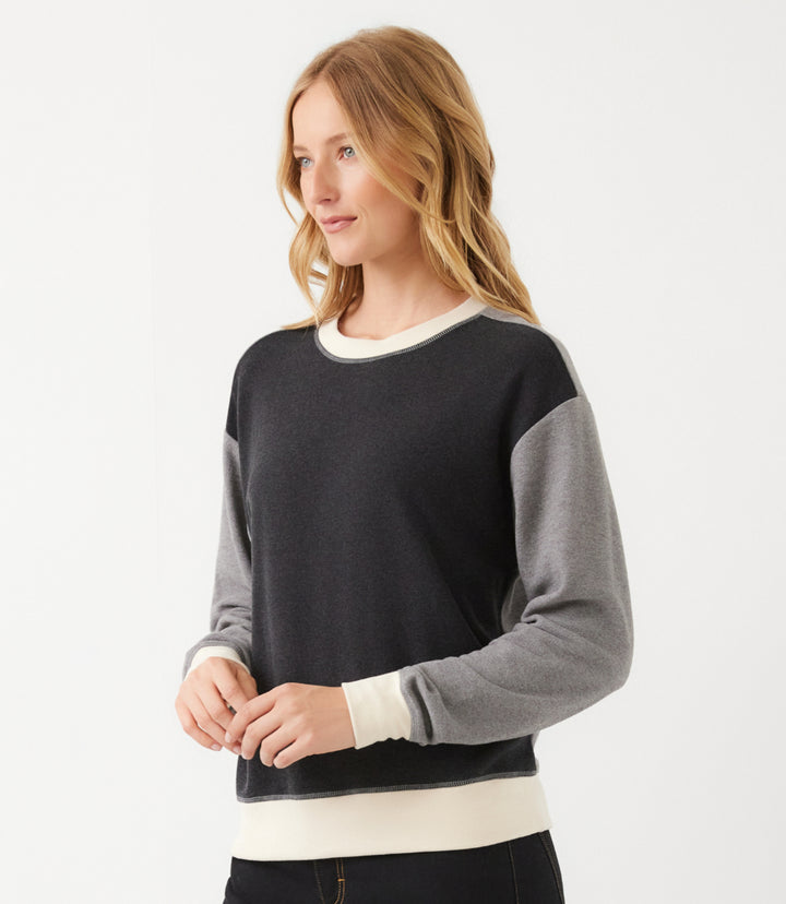 Long Sleeve Colorblock Crewneck Pullover Top