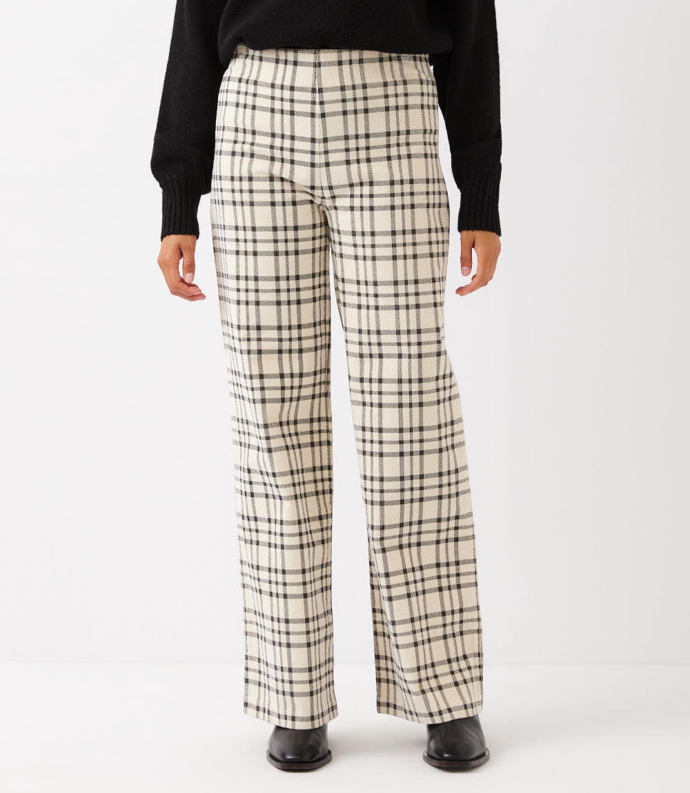 Plaid Corduroy Pull On Full Length Pants