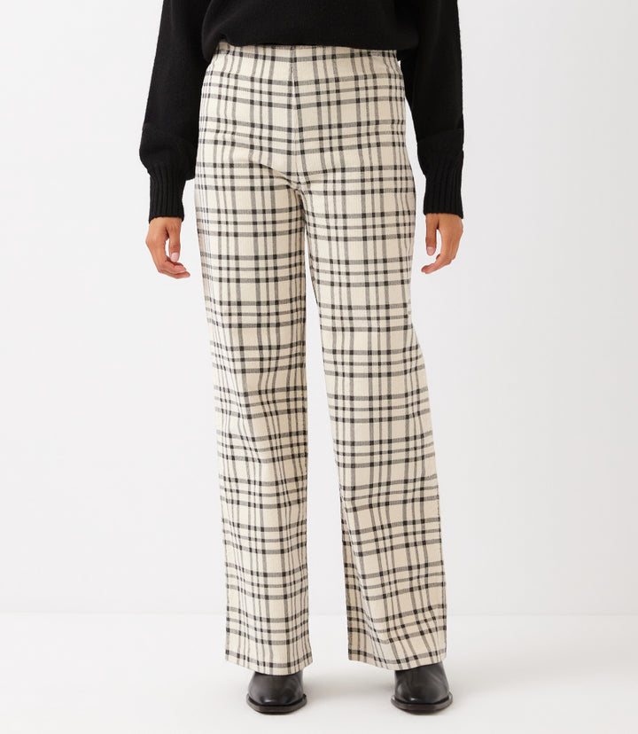 Plaid Corduroy Pull On Full Length Pants