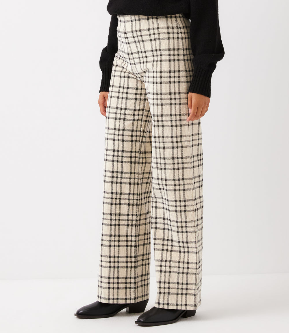 Plaid Corduroy Pull On Full Length Pants
