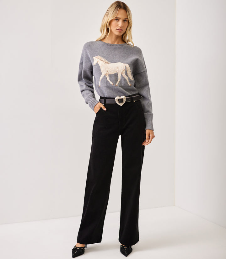 Corduroy Full Length Wide-Leg Pants