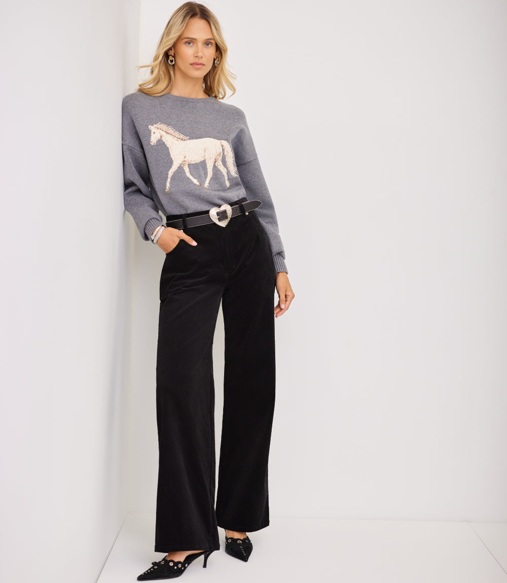 Corduroy Full Length Wide-Leg Pants