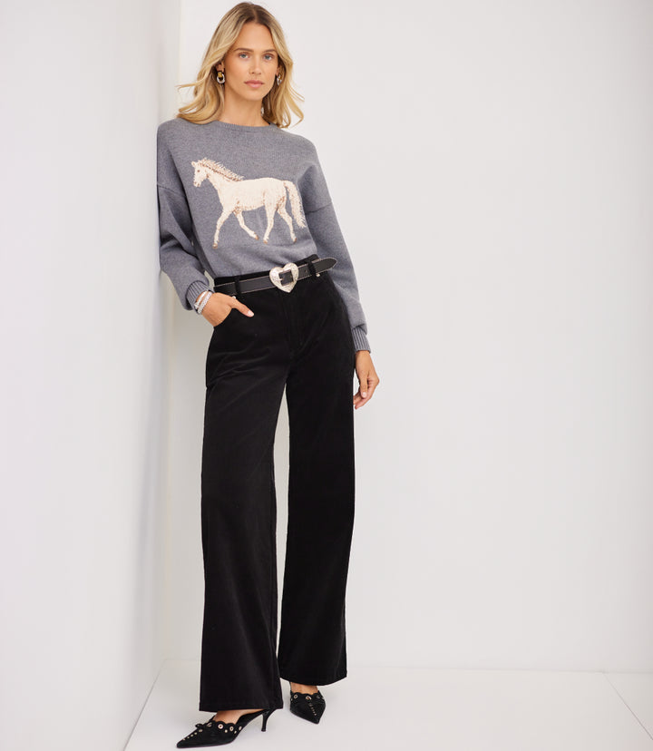 Corduroy Full Length Wide-Leg Pants