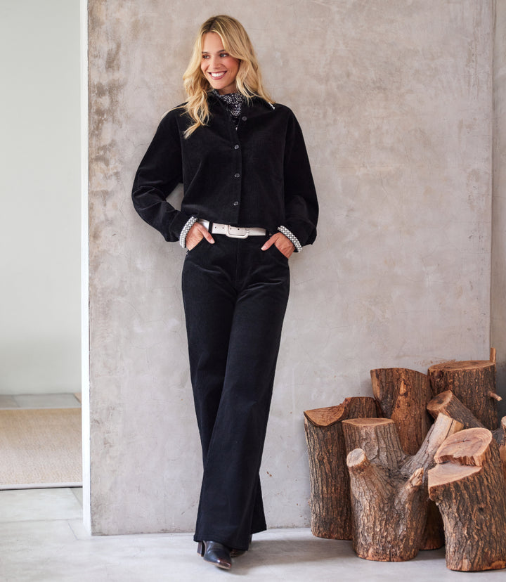 Corduroy Full Length Wide-Leg Pants