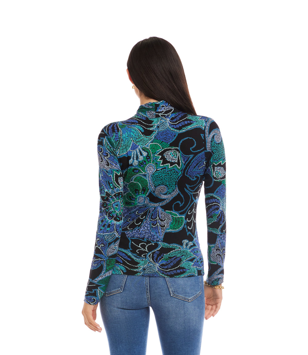 Long Sleeve Drape Front Crossover Top