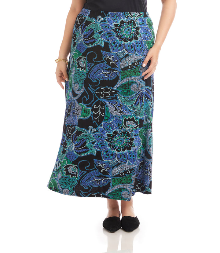 Plus Size Side-Slit Midi Skirt