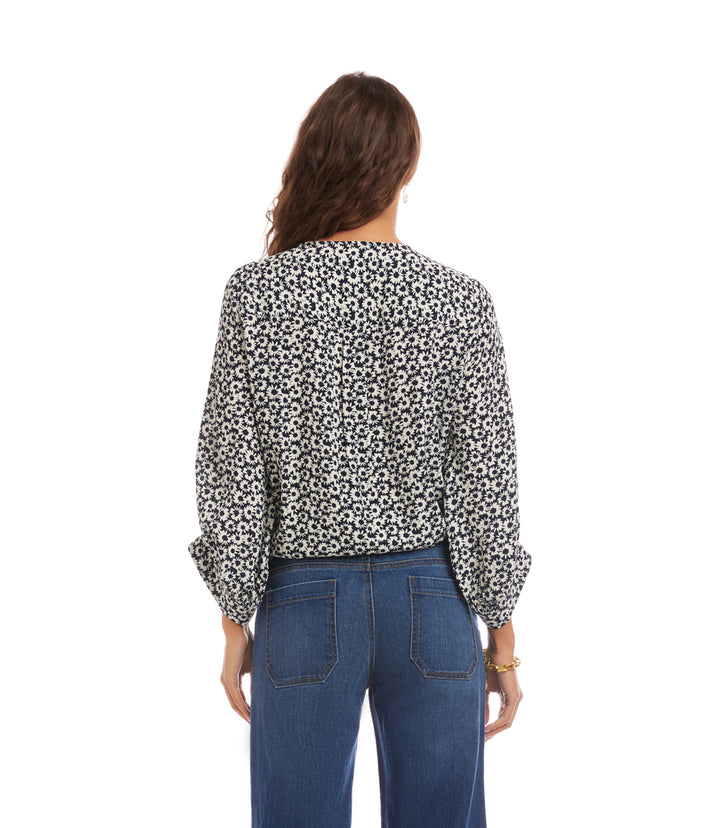 Blouson Sleeve Tie-Front Top