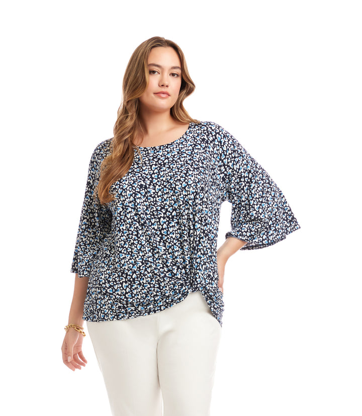 Plus Size Flare Sleeve Pick-Up Top