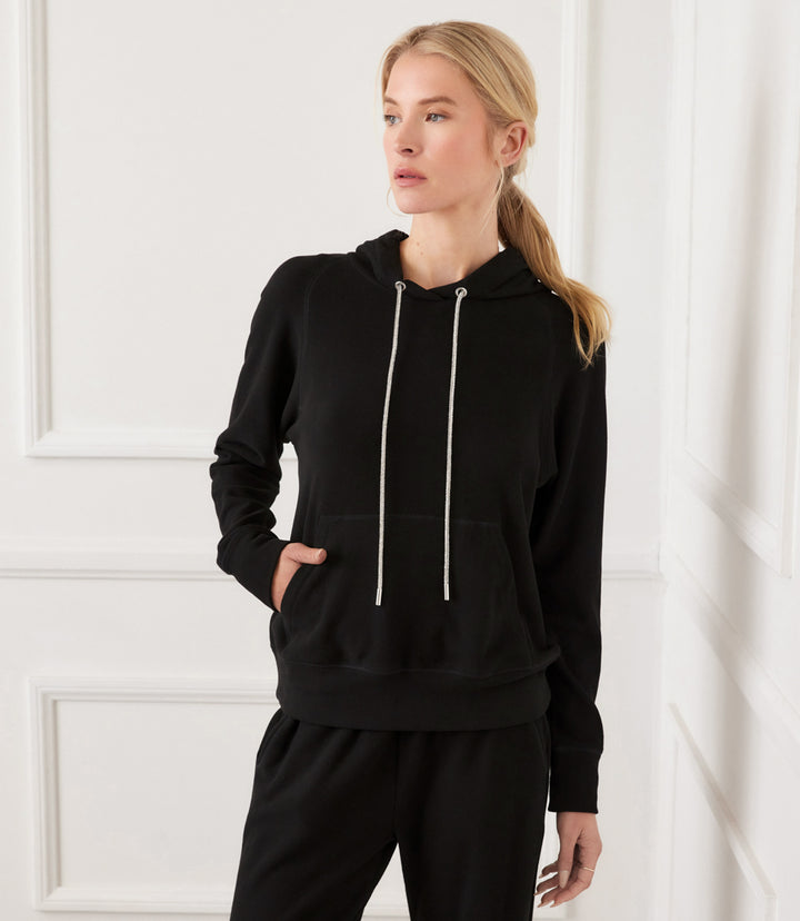 Rhinestone Drawstring Hoodie Sweatshirt