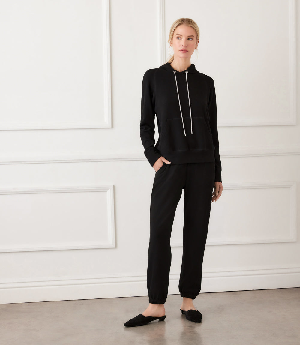 Rhinestone Drawstring Hoodie Sweatshirt