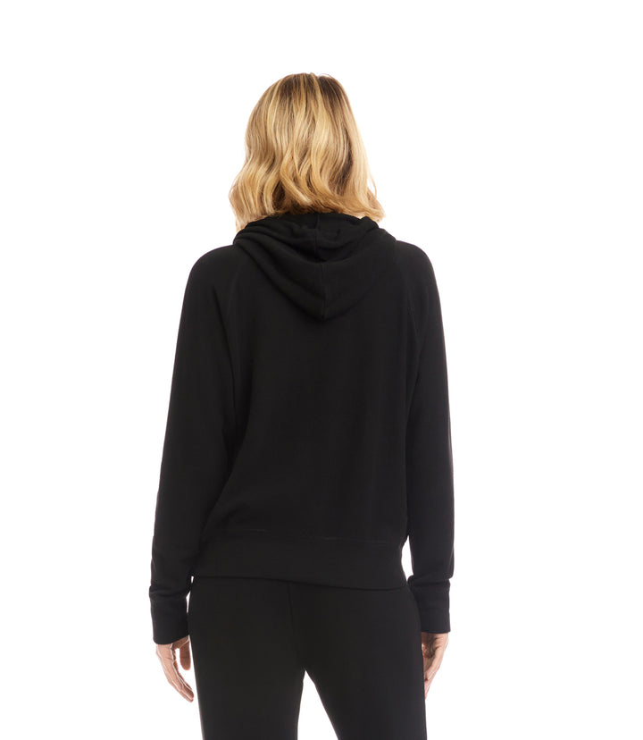 Rhinestone Drawstring Hoodie Sweatshirt