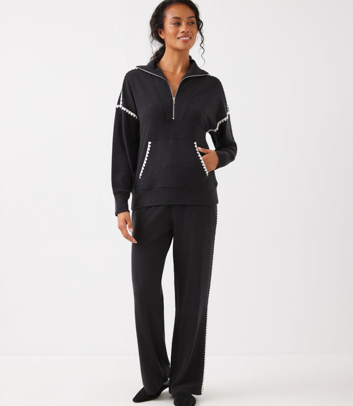 Edge Stitch Half-Zip Pullover Sweatshirt