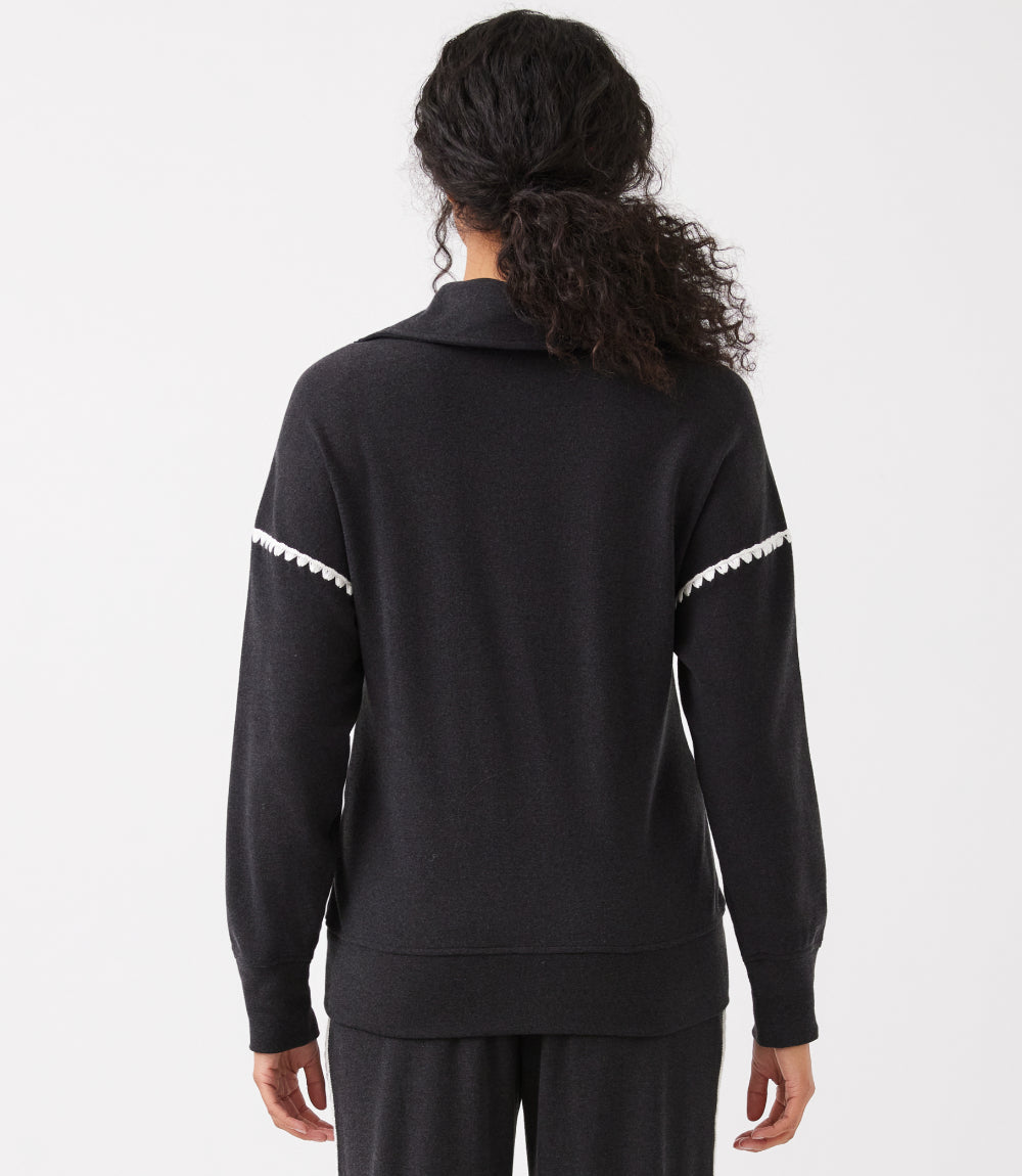 Edge Stitch Half-Zip Pullover Sweatshirt