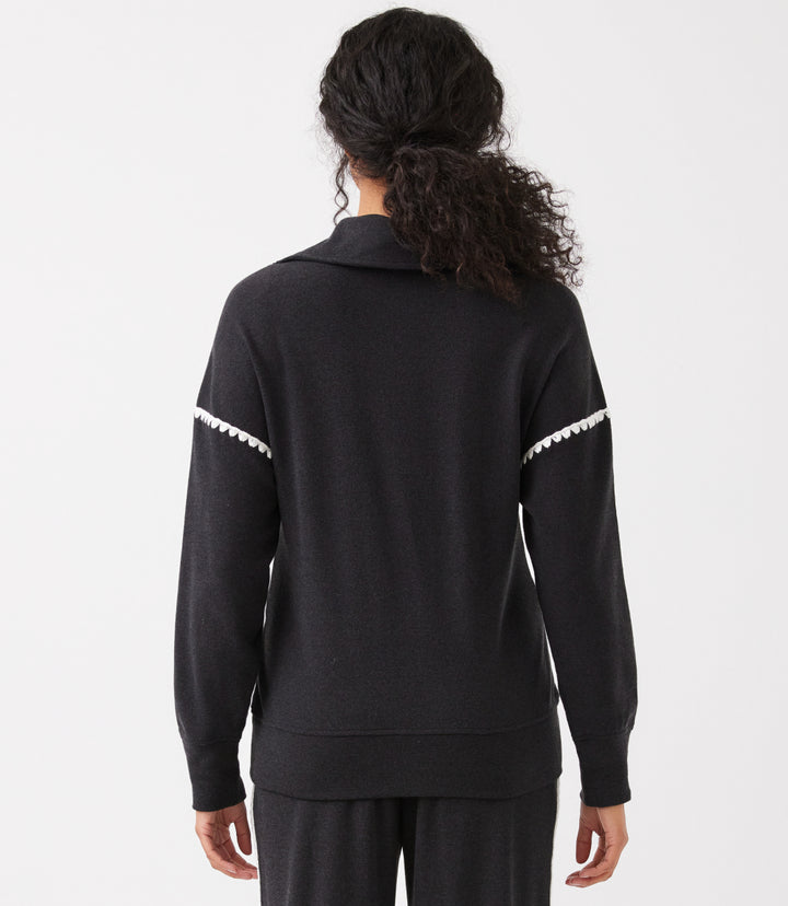 Edge Stitch Half-Zip Pullover Sweatshirt