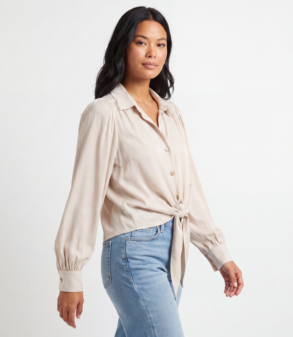 Long Sleeve Tie-Front Top