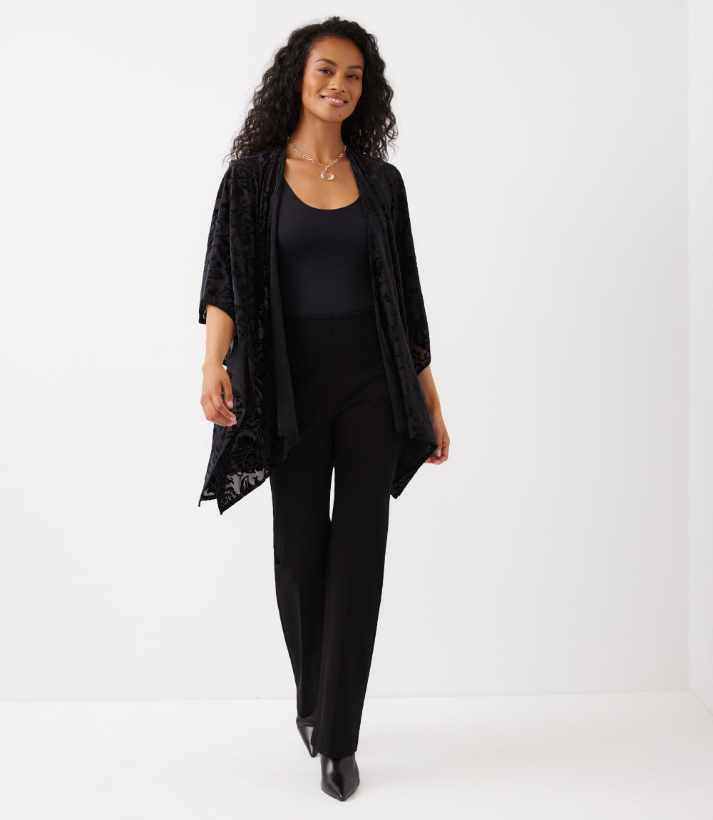 Velvet Burnout Open Front Jacket