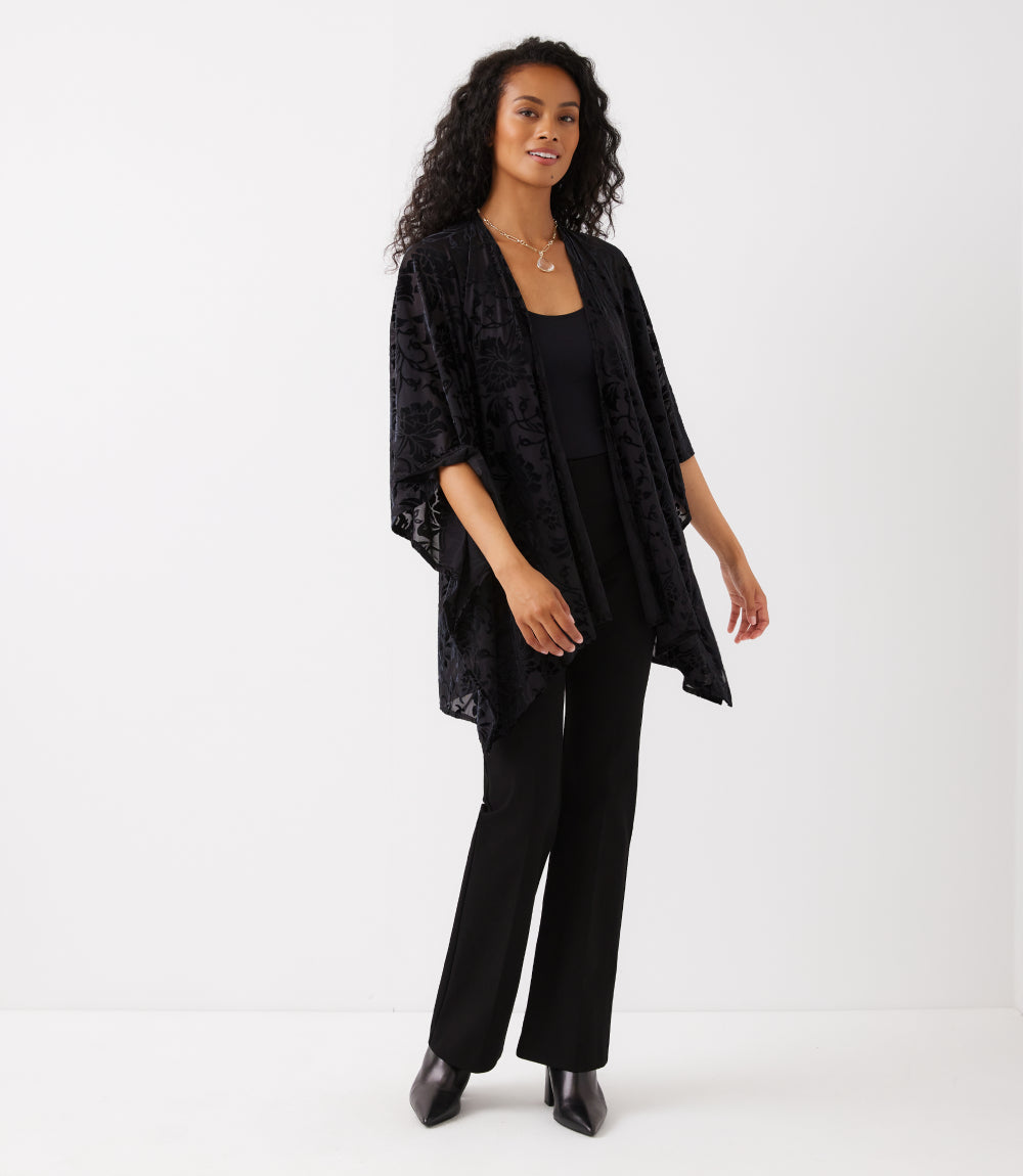 Velvet Burnout Open Front Jacket