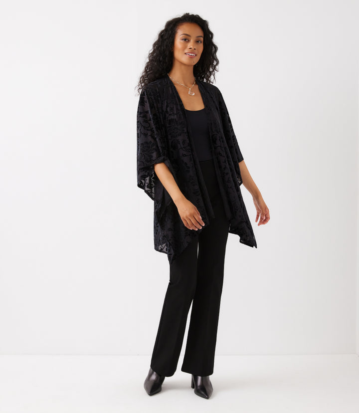 Velvet Burnout Open Front Jacket