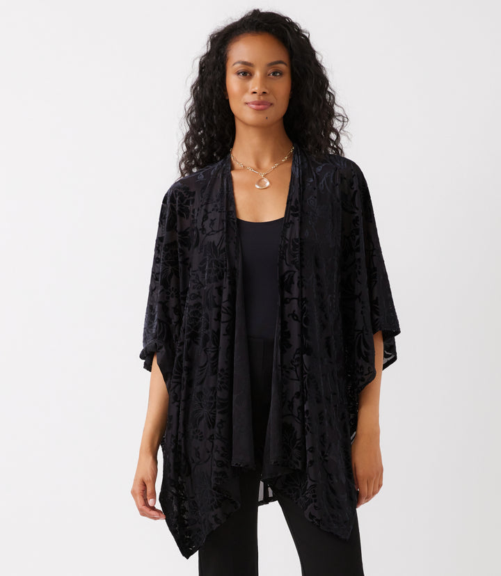 Velvet Burnout Open Front Jacket
