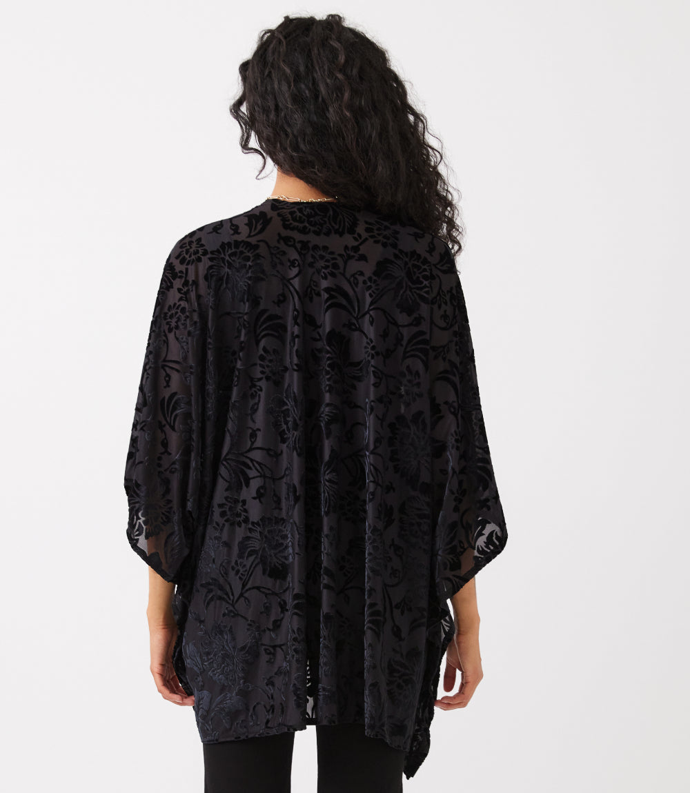 Velvet Burnout Open Front Jacket