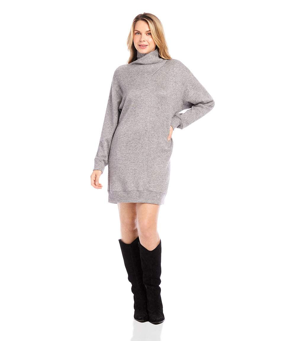 Faux Wrap Turtleneck Dress - Cozy Sweater Knit Look for Cold Weather Karen Kane Faux Wrap Turtleneck Dress - Cozy Sweater Knit Look for Cold Weather Karen Kane