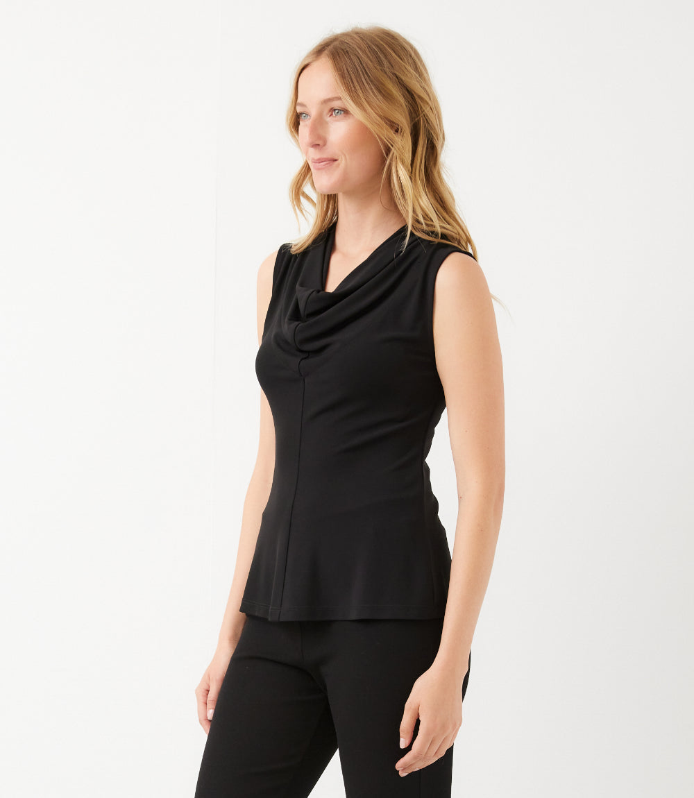 Sleeveless Drape Front Top