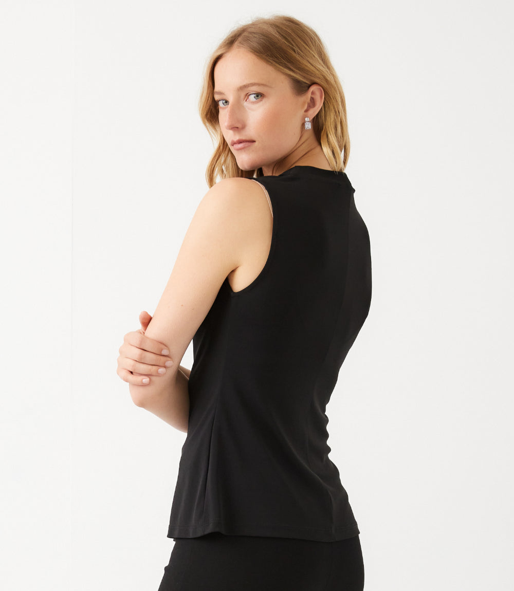 Sleeveless Drape Front Top