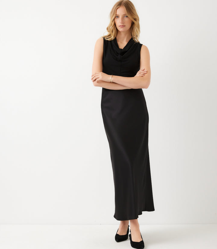 Petite Size Satin Bias Cut Midi Skirt