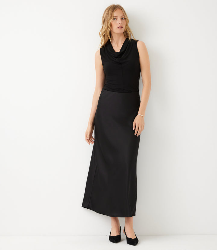 Petite Size Satin Bias Cut Midi Skirt