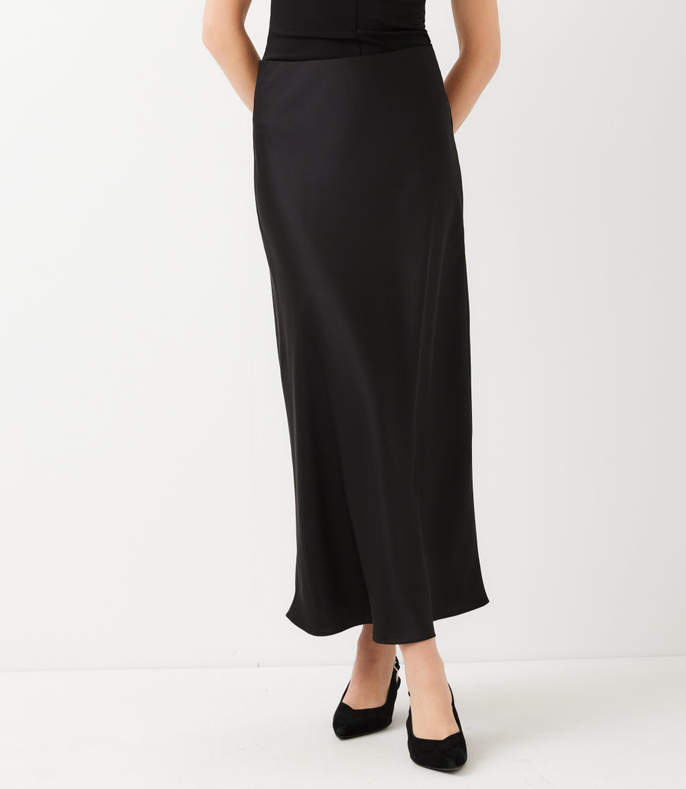 Petite Size Satin Bias Cut Midi Skirt