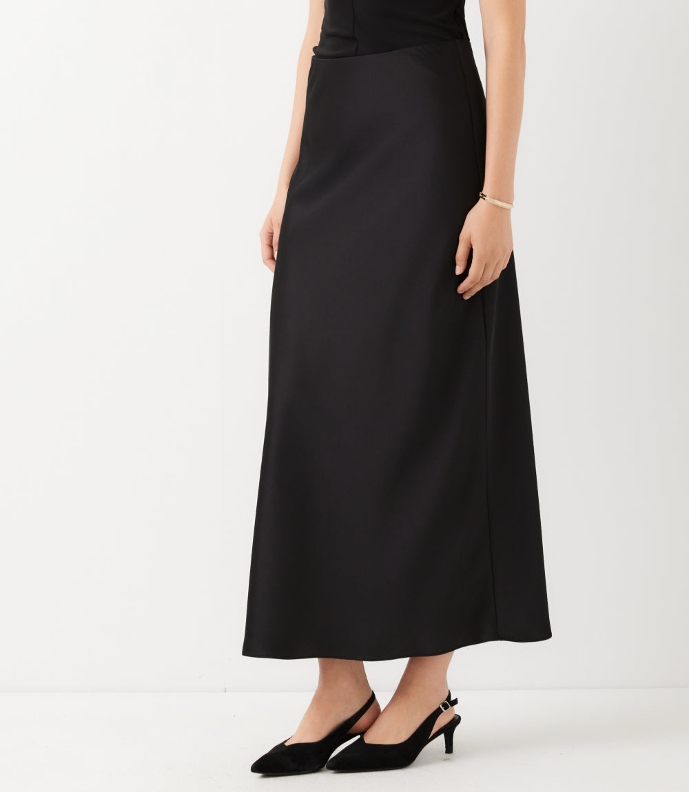 Petite Size Satin Bias Cut Midi Skirt