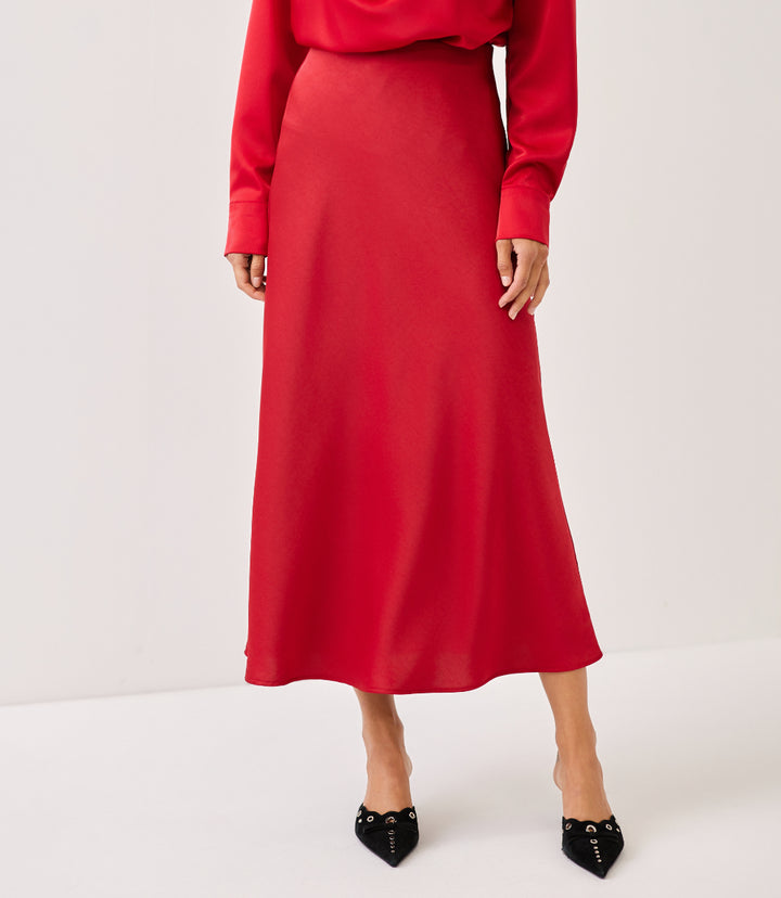 Satin Bias Cut Midi Skirt