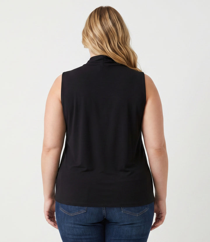 Plus Size Sleeveless Embellished Crossover Side Shirred Top