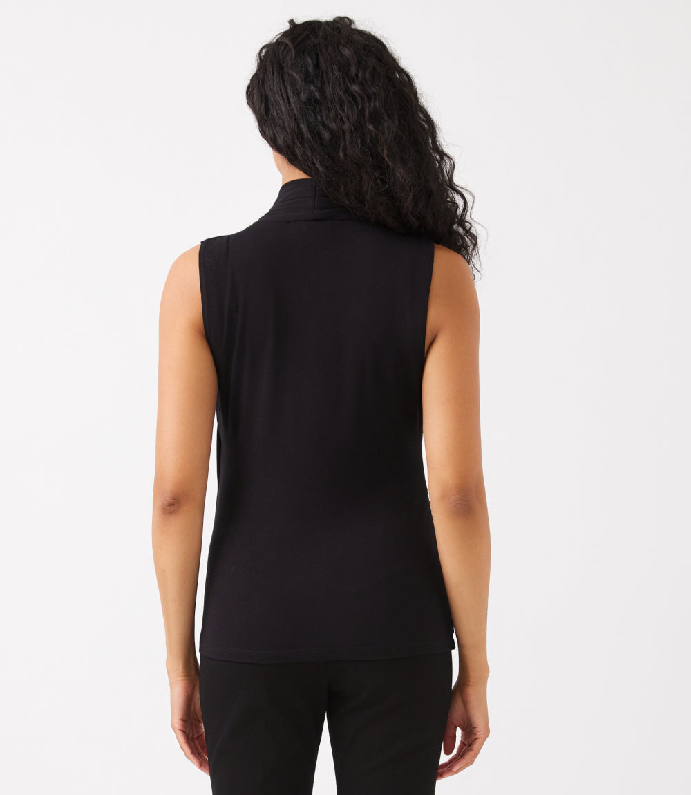 Sleeveless Embellished Crossover Side-Shirred Top