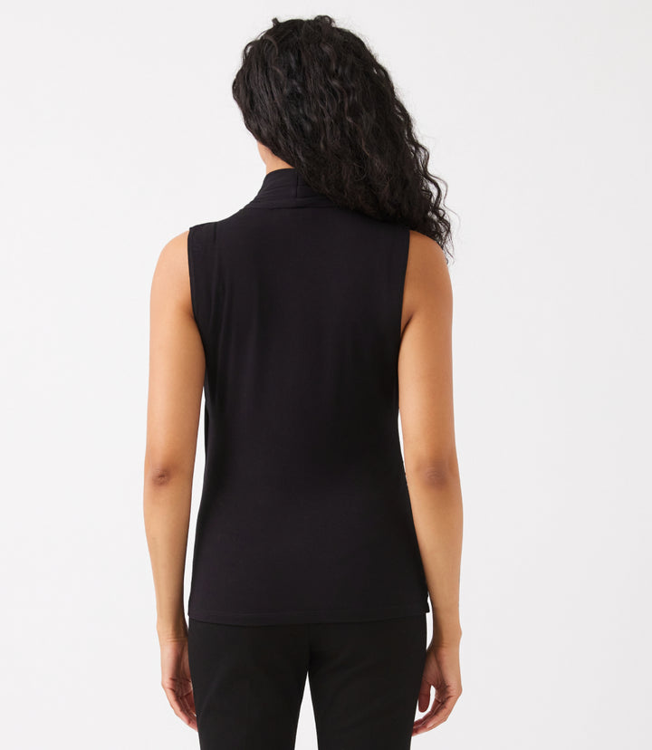 Sleeveless Embellished Crossover Side-Shirred Top