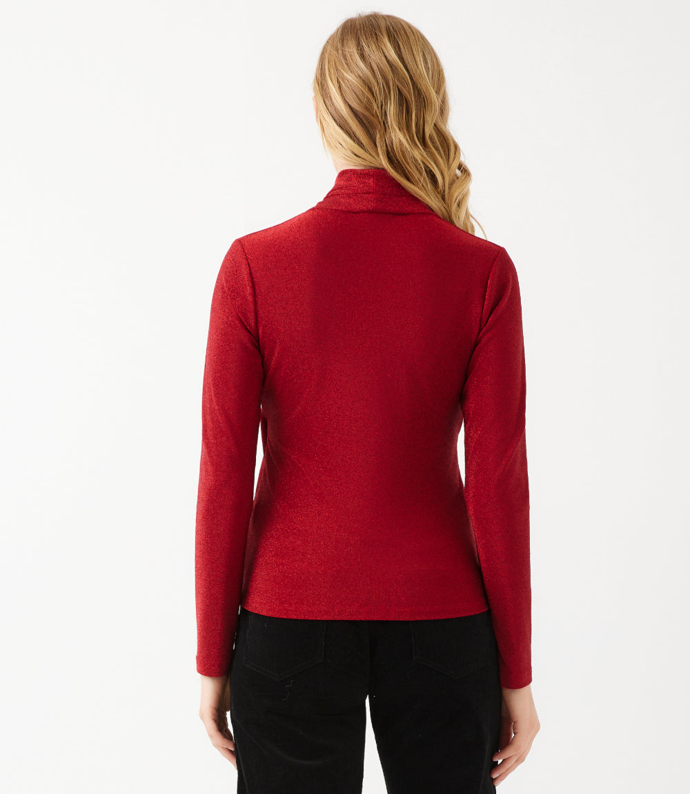 Petite Size Long Sleeve Crossover Side-Shirred Top