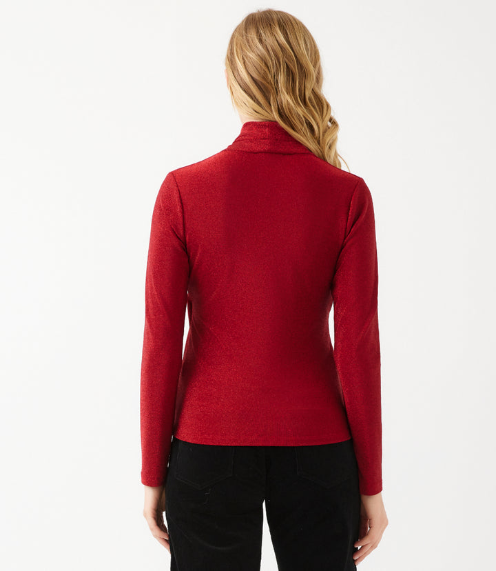 Petite Size Long Sleeve Crossover Side-Shirred Top