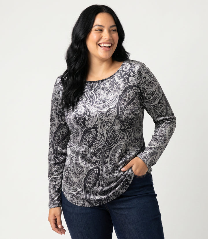 Plus Size Long Sleeve Velvet Shirttail Top