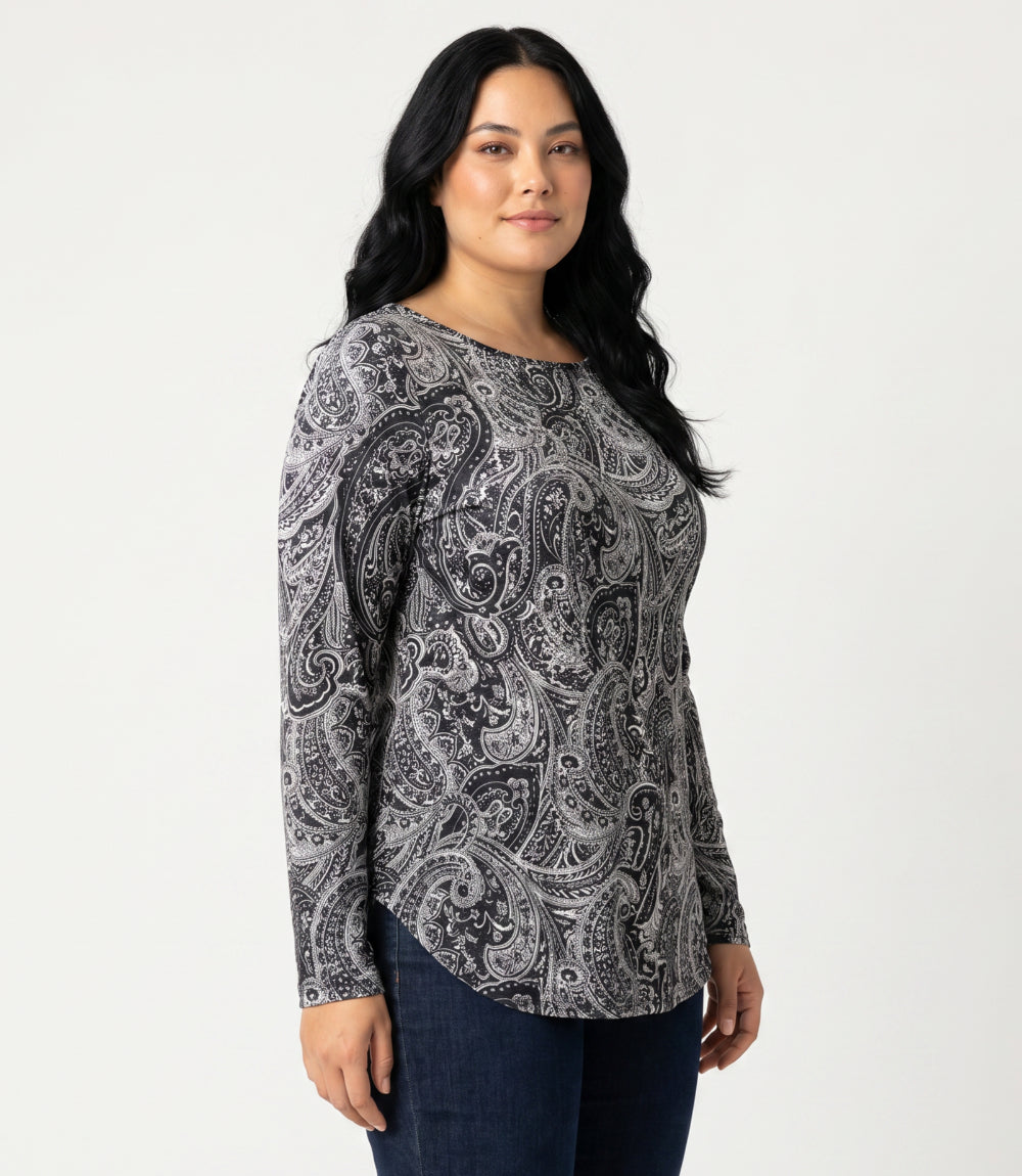 Plus Size Long Sleeve Velvet Shirttail Top