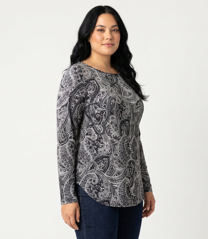 Plus Size Long Sleeve Velvet Shirttail Top