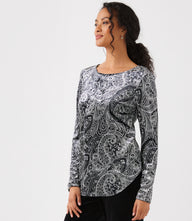 Petite Size Long Sleeve Velvet Shirttail Top
