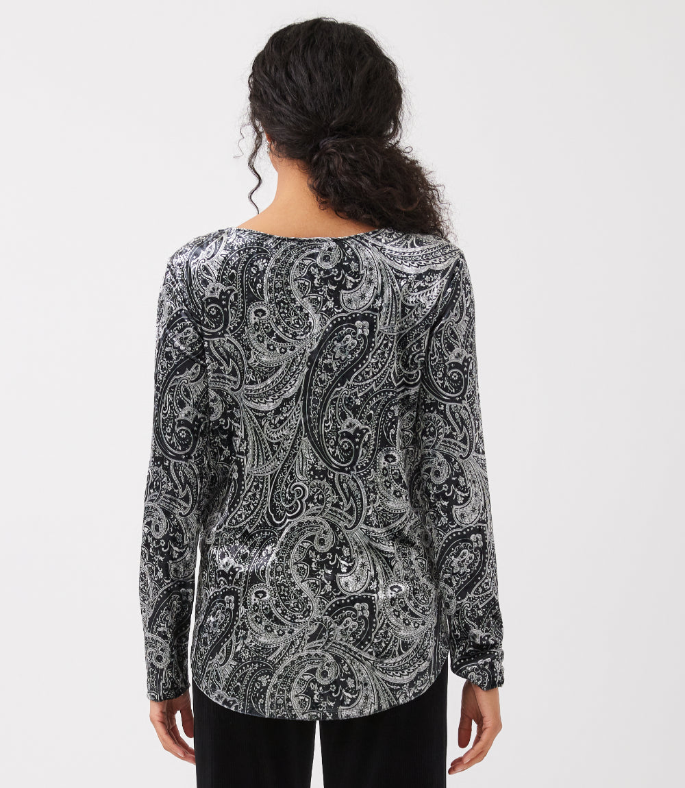 Long Sleeve Velvet Shirttail Top