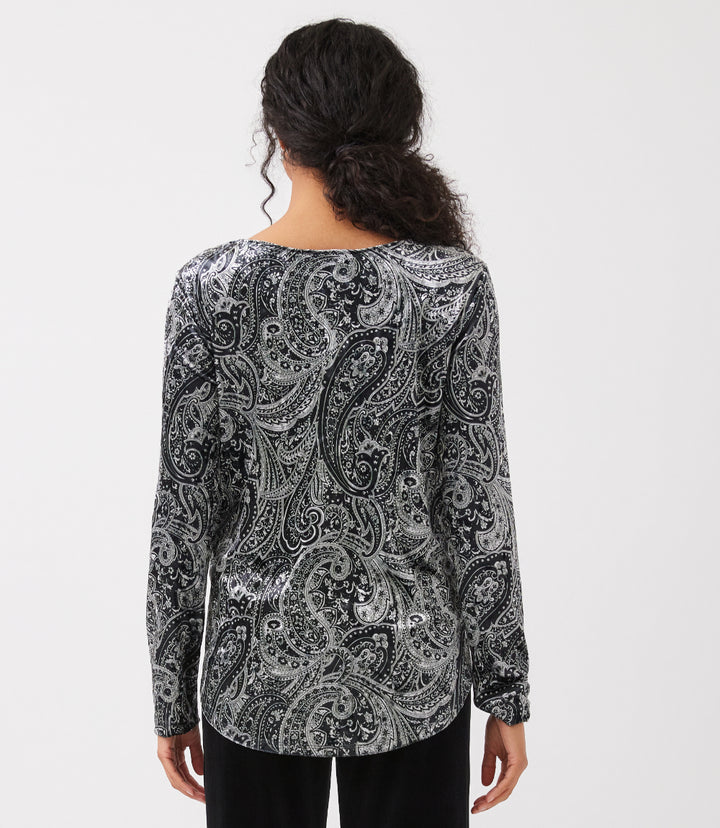 Long Sleeve Velvet Shirttail Top