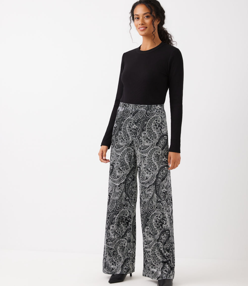 Velvet Wide-Leg Pants