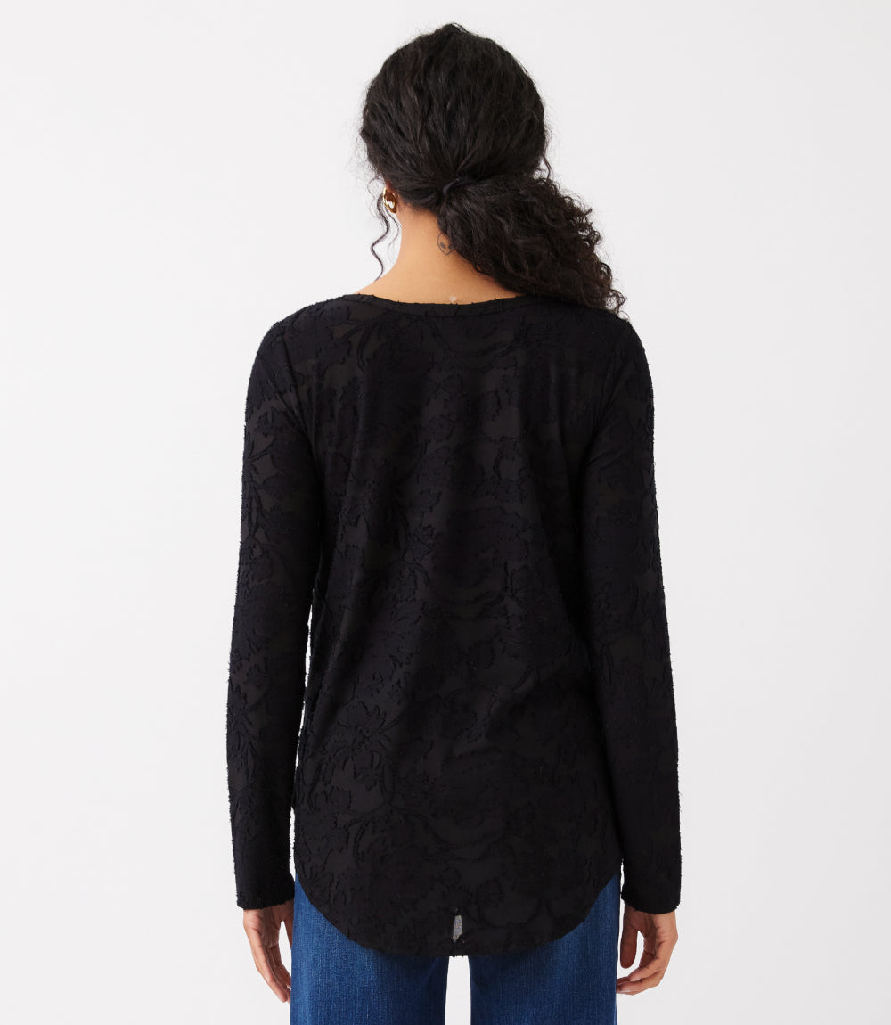 Long Sleeve Burnout Shirttail Top