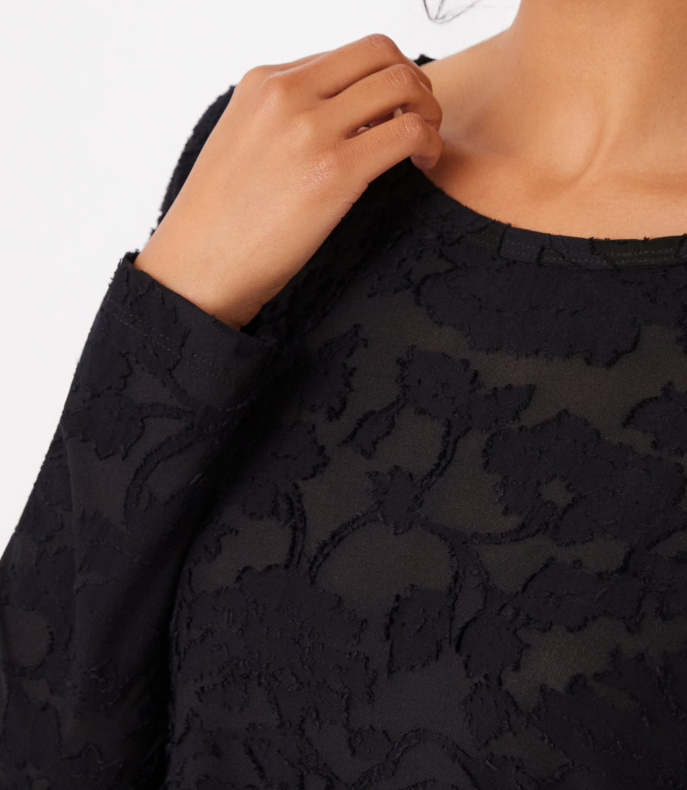 Long Sleeve Burnout Shirttail Top