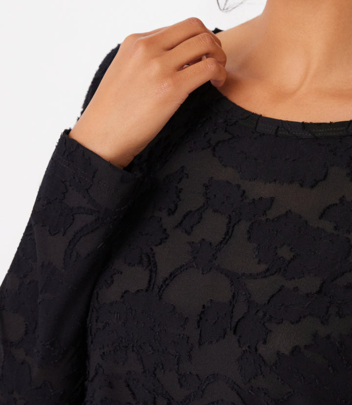 Long Sleeve Burnout Shirttail Top