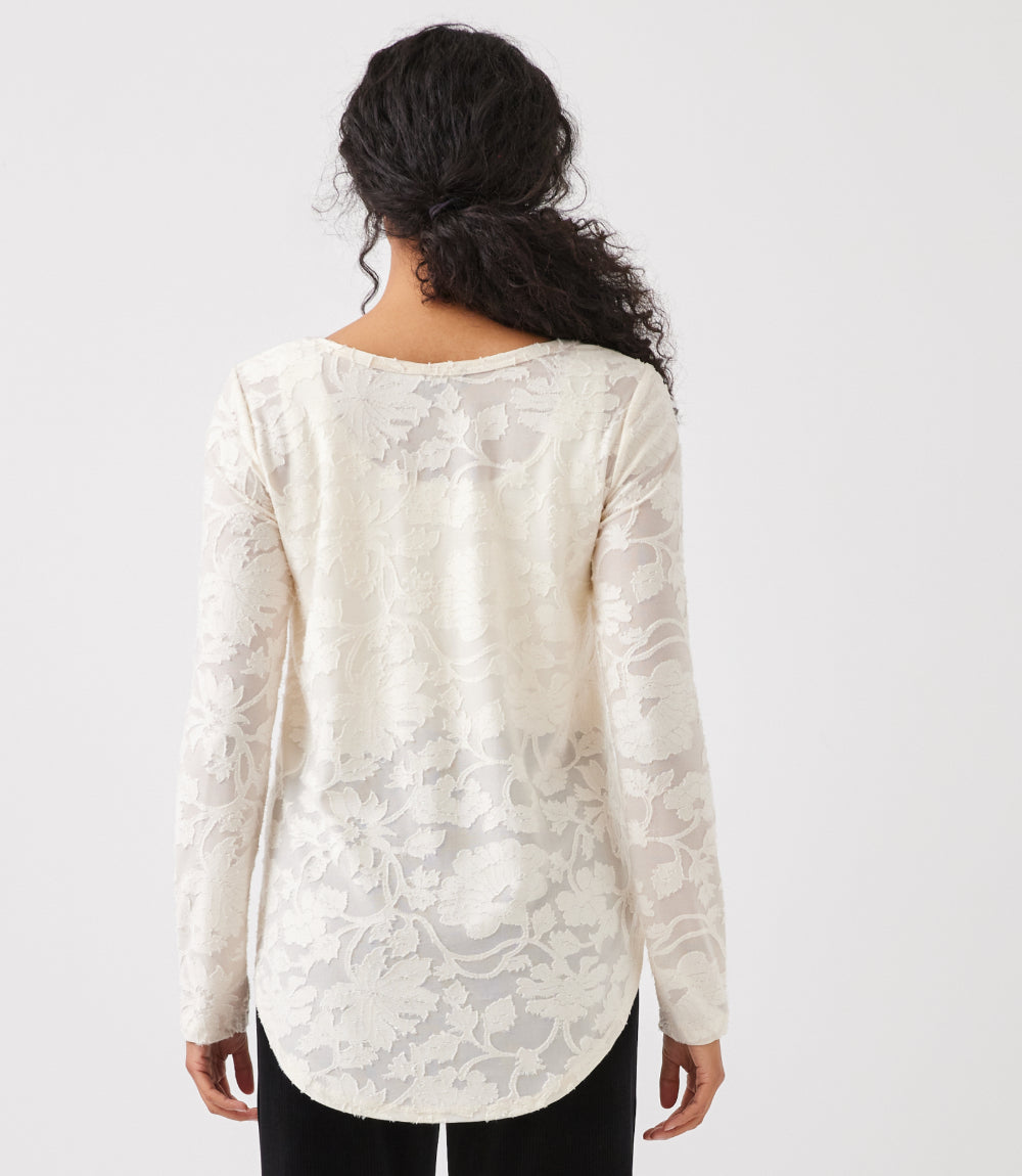 Long Sleeve Burnout Shirttail Top